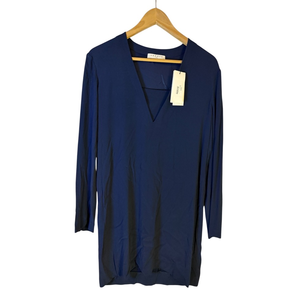 SANDRO PARIS Leila Marine Long Sleeve Mini Sheath Dress, US 8, Size 3FR